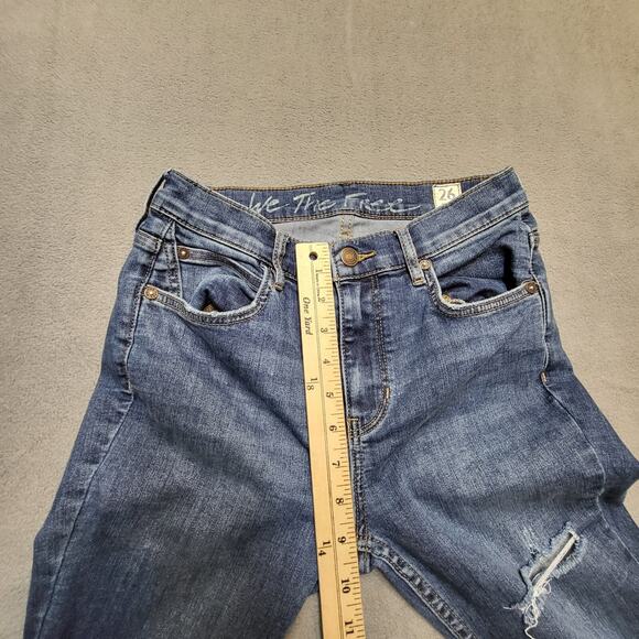 We the Free People Jeans Womens 26 Blue Straight Leg Distressed Denim Stretch - Picture 8 of 11
